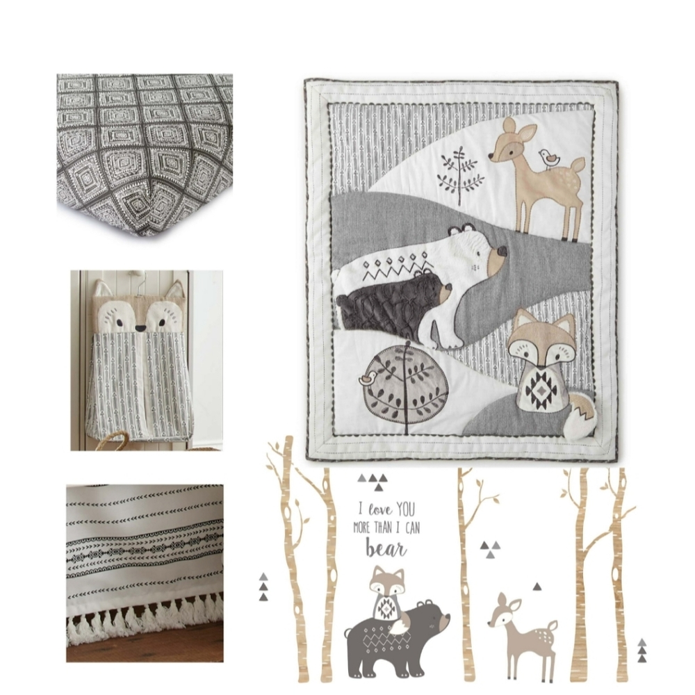 Levtex Baby - Bailey Crib Bed Set + BreathableBaby Crib Liner in Grey Mist
